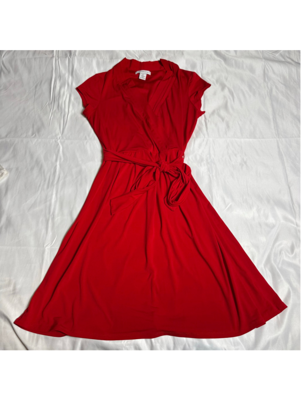 Women's Liz Claiborne Red Wrap Midi Dress Size M